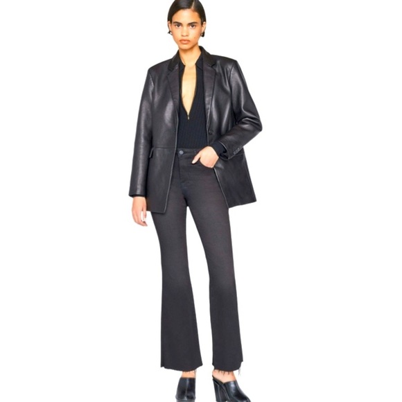 Frame Denim Le Easy Flare Jeans In Blackfinn Black Marble High Rise Women’s 26 - Picture 1 of 16
